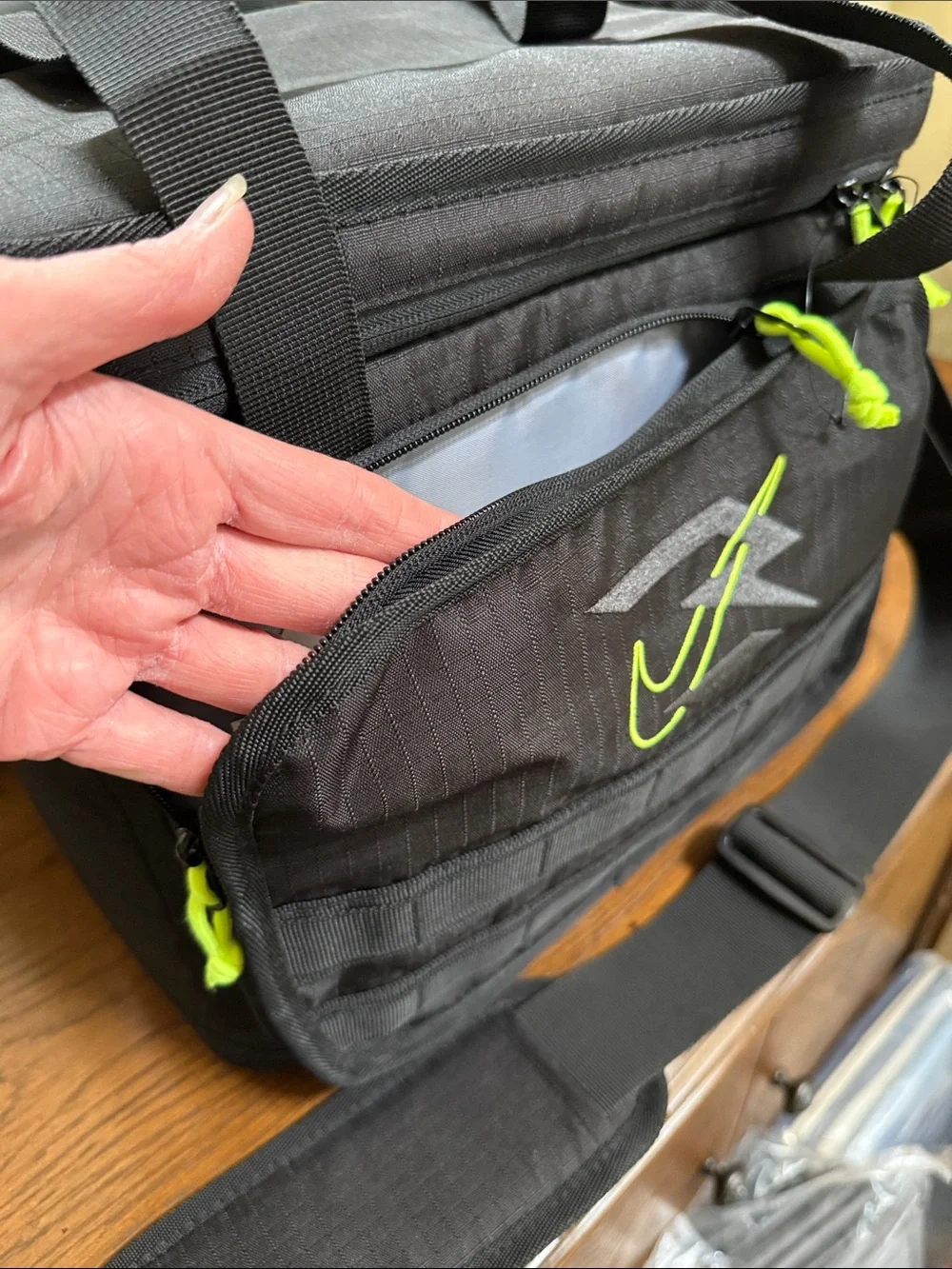 New w/o paper tag. Nike Black Duffel Cooler Bag with Neon Green Accents